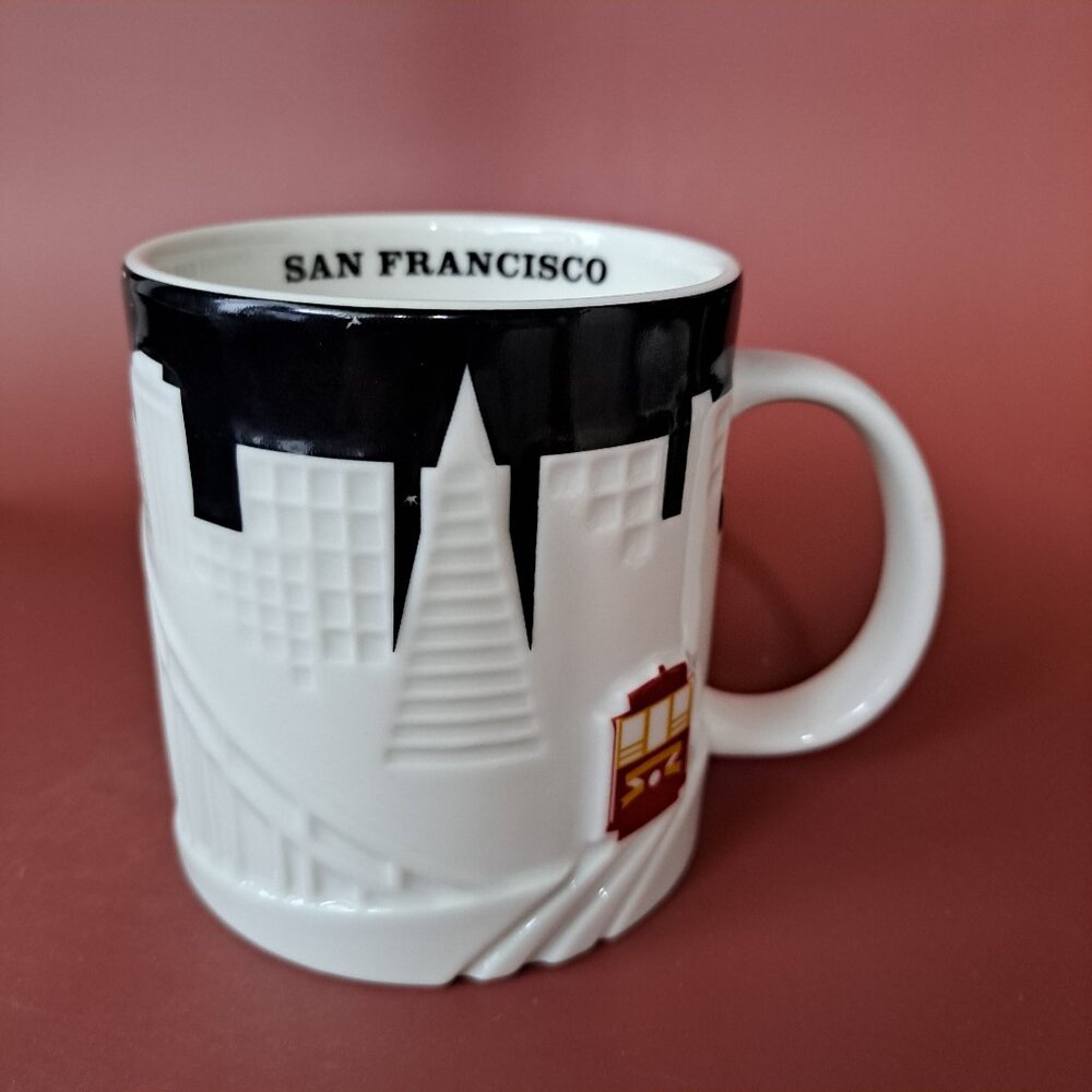 Starbucks Black and White San Francisco City Relief Embossed Mug Skyline - Picture 8 of 10